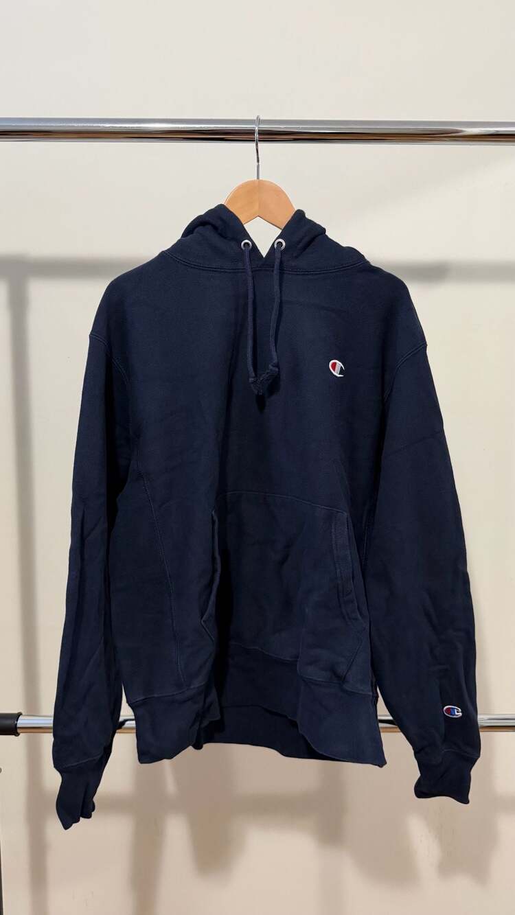 Y2K Champion Reverse Weave Navy Blue Pullover Hoodie Men's Size Small